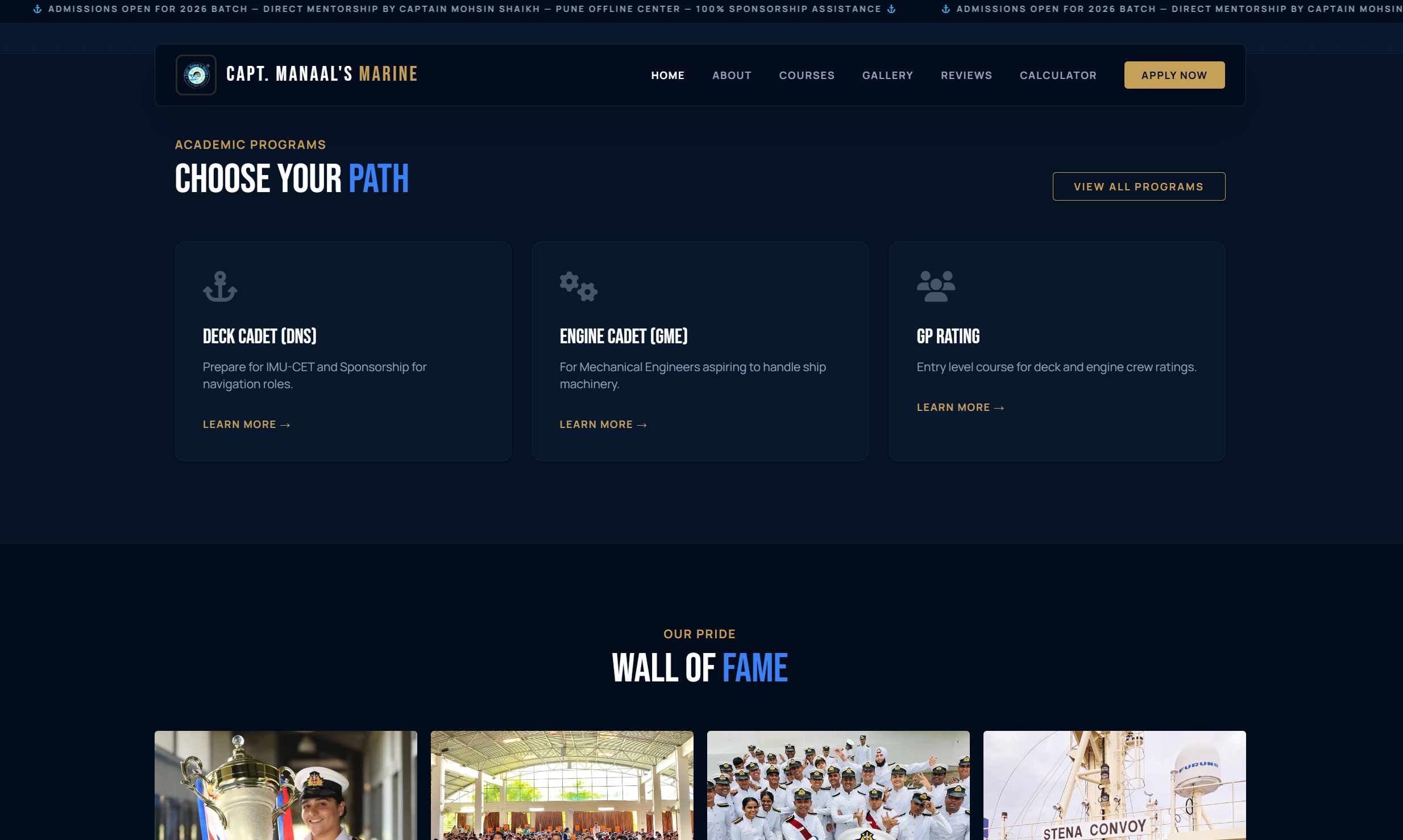 Capt Manaal Marine Website Screenshot 4